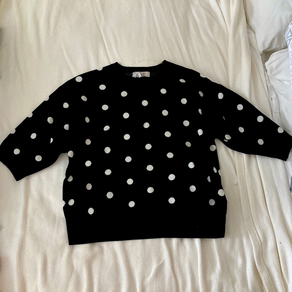 Polka Dot Crewneck Pullover Sweater